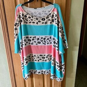 ODDY Leopard Print Top with Black and Cream and Pink